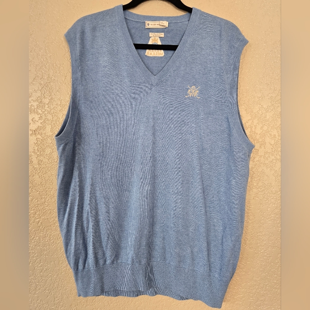 Peter Millar Silk, Cotton, Cashmere Vest Blue L